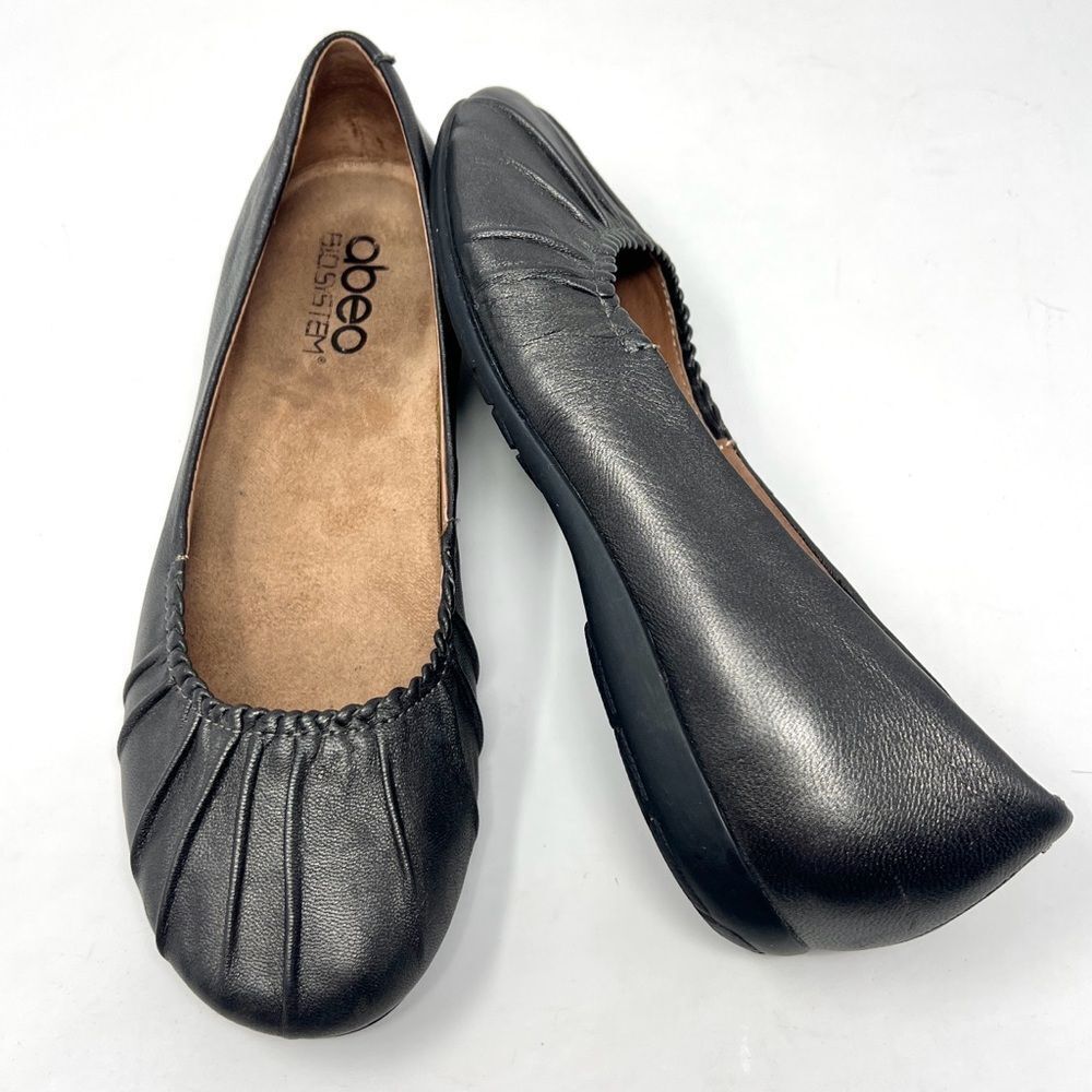 ABEO BIO System Taylin Metallic Pewter Leather Orthotic Ballet Flats Size 7N